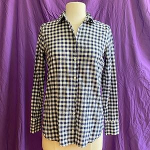 J. Crew Blue and White Fitted Long Sleeve Button Down